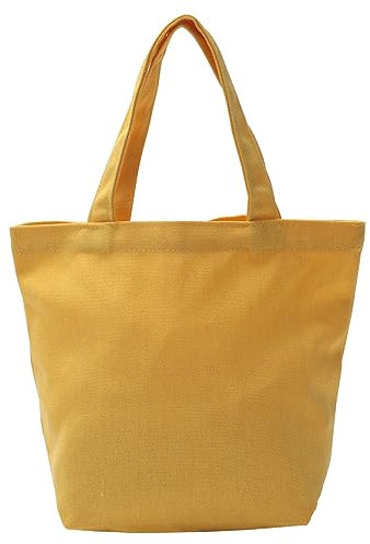 PATIKIL Tela Tote Borsa, Mini Tela Borsa con Maniglia Piccola Riutilizzabile Borsa a mano Shopping Borse per Donne Amici Compleanno Regalo, Giallo
