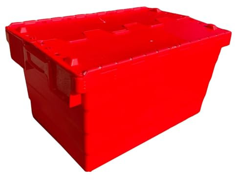 Solent Plastics 60 Litre Heavy Duty Colour Coded Attached Lid Containers - Available in 5 Colours! (1 x RED SPKM320)