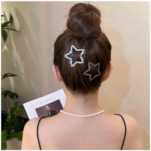 Aneneiceera Kristall Stern Klammer Silber Strass Haarspange Barrette Cz Haarspange Täglich Haarnadeln Klammer Kristall Stern Haarschmuck Für Frauen Und Mädchen (silber)