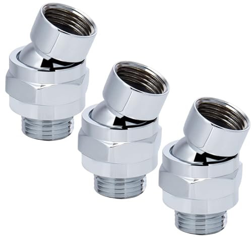 cimsfcor 3 Stück Duschkopf-Drehkugeladapter, verstellbarer 360° Duschkopf-Schwenk-Kugelgelenk, Standard G 1/2 Zoll Anschluss oder Universal-Duscharm-Verlängerung (Silber)