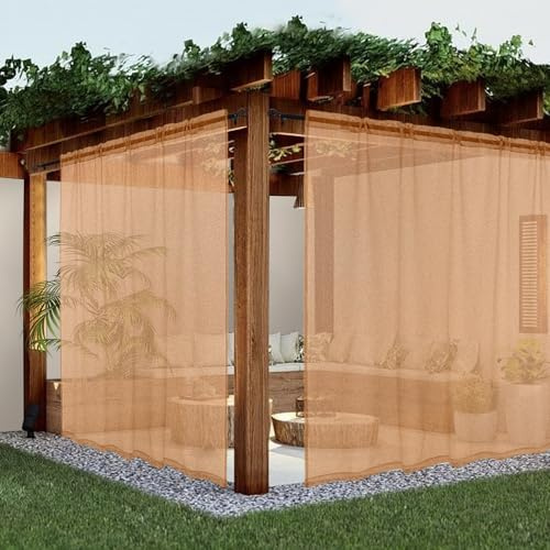 Youleyar - Tende velate per esterni e interni, per patio, impermeabili, 2 pannelli, effetto lino, tasca per asta, per soggiorno, camera da letto, veranda, pergola, gazebo (254 x 274 cm, beige)