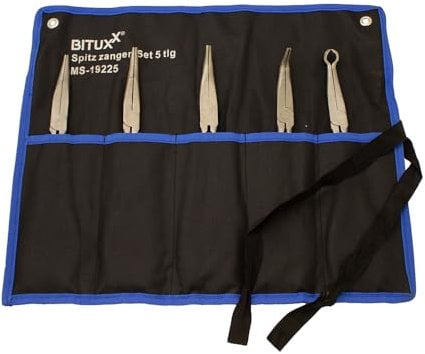 Bituxx Spitzzangen Set 5 tlg. Langbeck Zangen Rundnasenzange Gerade und abgewinkelt