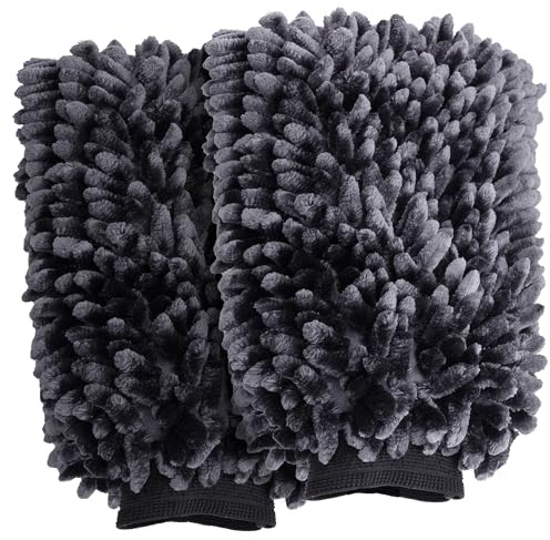 VIKING Microfiber Chenille Wash Mitts for Cars, 10 Inch x 8 Inch, 2 Pack