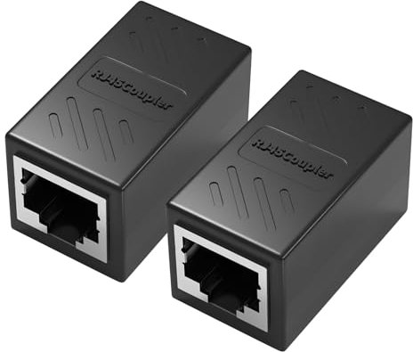 Acoplador Ethernet RJ45 Blindado para Cat7/Cat6a/Cat6/Cat5e, 2 Unidades de Empalme RJ45, Conector RJ45 Hembra Doble de Red Ethernet de Alta Velocidad 10Gbps, Durabilidad y Conexión Estable, Negros