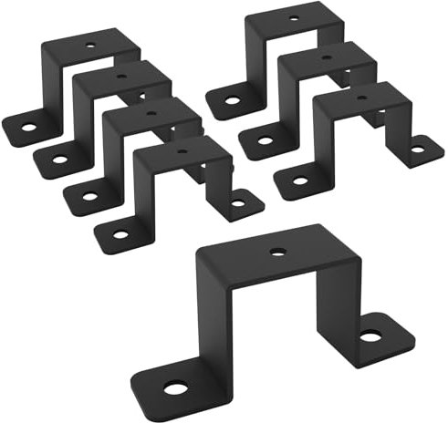Wpbhk 8Pcs Square Tube Strap Clamp for 1-1/2 x 1-1/2 Square Pipe, Strap Post Ties, Metal U Clamp Bracket Square Pipe Clamp, Powder Coated Black Square Tube Buckle