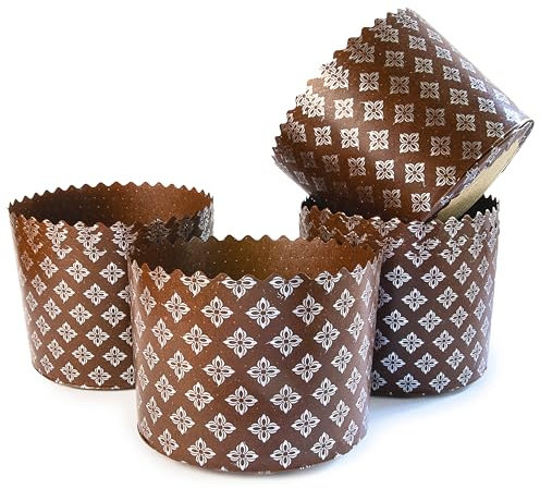 Moldes de papel Panettone para hornear, 12 unidades, 8 cm de alto x 11 cm de ancho, moldes redondos para hornear papel Panettone, moldes redondos para hornear panettone