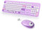 SbocKeeb Tastiera Colorata e Mouse Wireless, Cute Tastiera Wireless con Tastierino Numerico, Retro Macchina Da Scrivere Full-sizewith Tasti Rotondi, 2.4 GHz, Americana QWERTY