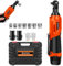 EFAN Clé à Cliquet Électrique sans fil 3/8, Set de Clés à Cliquet 12V, 40N.m 2300RPM avec 2 * 1.5Ah Batteries et Chargeur, 7 Douilles - Orange