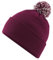 Roughtex Bommelmütze Damen Herren - Doppellagige Wintermütze als Beanie oder mit Umschlag tragbar Burgundy