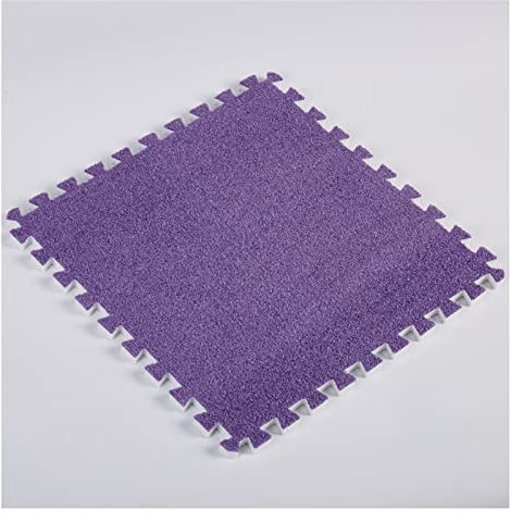 10 Stück Schaumstoff-Bodenfliesen, Kurzflorige Ineinander Greifende Teppichfliesen, Quadratische Puzzle-Spielmatten Für Spielzimmer, Schlafzimmer, Schule(Size:24x24 inch,Color:Lila)