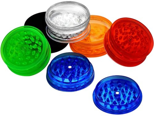 Spespo Plastic Herb Grinder [Pack of 6], Gewürzmühle 2,4 Zoll (60 mm), 3-teilig mit magnetischem Deckel und luftdichtem Aufbewahrungsfach