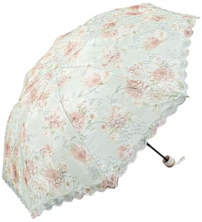 BWCKMTSC Sonnenschirm Uv-Schutz Spitze Stickerei Doppelschicht Sonnenschutz Regen Und Sonne Dual-Purpose Damen Sonnenschirm-3382 Grün