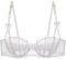 Sexy Lace Push Up Bra for Women Underwire Non Padded Half Cup Plus Size See Through Bras S-XL(D238BB,White,S)