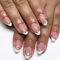 Yeomju Lot de 24 faux ongles autocollants à pointe française Longueur courte Ligne d'or Faux ongles en forme d'amande Couverture complète Ongles acryliques français blancs avec motifs Réutilisables