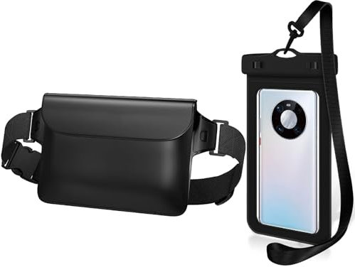 Custodia Galleggiante Impermeabile Smartphone,Custodia Impermeabile Smartphone,Marsupio Subacquea per Spiaggia Nuoto,Canottaggio,Pesca,Escursioni,Proteggere Il Tuo Cellulare,Portafoglio,Nero