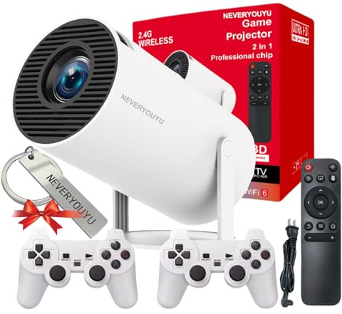 Arcade Vision Projector with Games Built in 36,000+ Retro Games, Gaming Video 2-IN-1 Projector 4K with 2 Wireless Controllers Gifts for Men/Teens/Kids