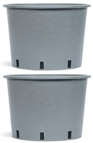 Muddy Hands Pack of 2 - Eco Friendly Heavy Duty Green Plastic Plant Pots Outdoor Garden Round Nursery Herb Flower Planters (Made from Recycled Plastic) (20 Litre)