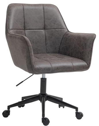 SVITA GREG Schreibtischstuhl Bürostuhl mit Armlehnen höhenverstellbar Drehstuhl mit Rollen Kunstleder Grau