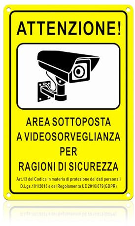 TAKULA Panneaux de zone vidéo surveillée 30 x 20 cm pour extérieur – zone de vidéosurveillance en aluminium réfléchissant pré-percé, imperméable et anti-UV