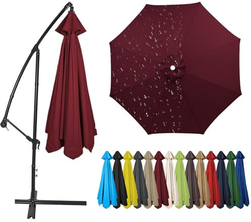 Auvent De Remplacement pour Parasol 4,0/3,5/3,0/2,8/2,7/2,5/2,3/2,0 Mètres 6/8 Baleines, Toile De Parasol Remplacement Pour Parasol de Marché, Jardin, Terrasse (Vin Rouge,4.0m / 8 Ribs)