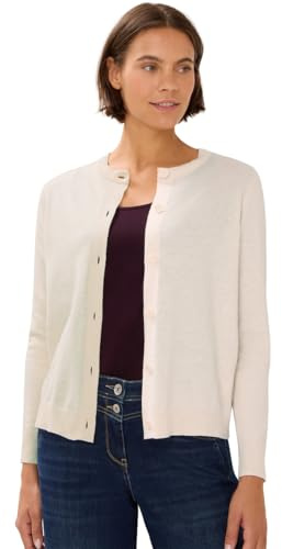 CECIL Damen 2515342 Strickjacke mit Knopfleiste, Oat Milk beige Melange, XXL