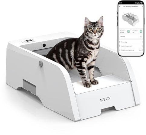 KYKY Self Cleaning Litter Box, Upgraded Automatic Cat Litter Box Self Cleaning That Can Use Clumping Cat Litter, Anti Pinch and Odorless Electric Litter Box
