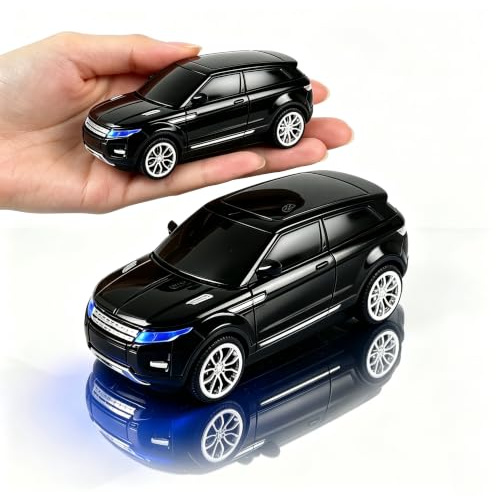 Wireless Mouse Cute Mini Small Cool Car Shaped Portable Compact Plug & Play 2.4GHz Optical Cordless Mice with USB Receiver 3 Buttons for Office School Travel for PC Computer Laptop Gift (Black)