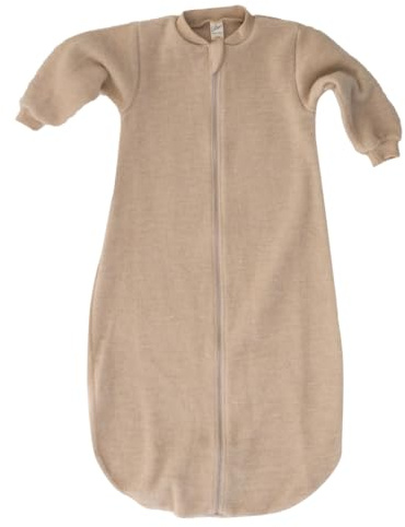 Lilano, Merino Flausch Schlafsack mit Arm, 100% Wolle (kbT) (Sand, 74-80)