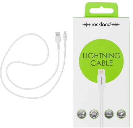 Rockland USB to Lightning Cable 1M, iPhone Charger Cord Fast Charging 2.4A, Data Sync Cable for iPhone iPad, Affordable Lightning Charging Cable