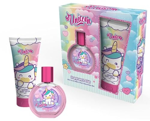 Unicorn Kids Fragrance Gift Set – Eau de Toilette Spray & Shower Gel, Cute Unicorn Design, Girls Perfume Duo Gift Box