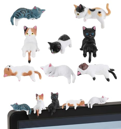 Ceriselle Cat Desk Accessories, 8 Stück niedliche Mini Katzenfiguren, Resin Katzenfiguren für Schreibtisch, Auto und Heimdekoration, Katzenliebhaber