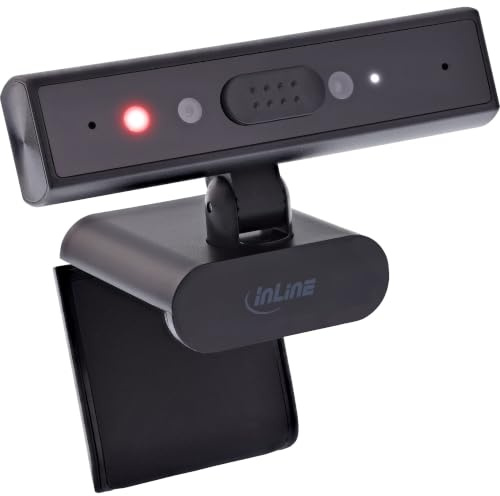 InLine 5 MP Webcam mit Autofokus, Mikrofon und Windows Hello | 5 MP Auflösung, Autofokus, integriertes Mikrofon, Windows Hello, Privacy Shutter, USB-C Anschluss