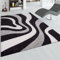 Paco Home Designer Teppich mit Konturenschnitt Wellen Muster Schwarz Grau Weiss, Grösse:80x300 cm