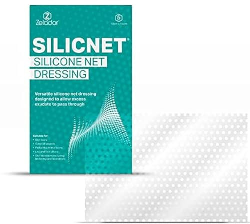 Silikonnetzverband 10x15cm x 5 für Hautrisse, Narben, Operationswunden und Geschwüre