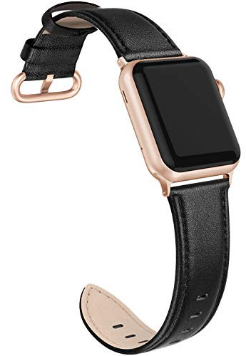 PARMPH Genuine Leather Strap Compatible for Apple Watch 38mm 40mm 41mm 42mm(Series 10), Soft Elegant Leather Strap Compatible with iWatch Series 10 9 8 7 6 5 4 3 2 1 SE Sports Edition for Women Men