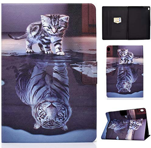 Succtopy Funda para Lenovo Tab M10 10.1 TB-X505F /TB-X505L /TB-X605F /X605L, Ultra Delgado Carcasa Tablet Lenovo M10/ P10 10.1, Stand Función Cover Case Lenovo Tab M10,Gato y Tigre