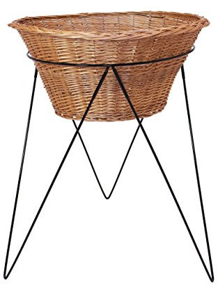 Dekoleidenschaft Verkaufsständer mit Weidenkorb Ø 65 cm, schwarzes Metallgestell, Warenkorb, Aktionskorb, Wühlkorb, Präsentationskorb