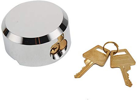 Fermer à clé Rondelle de hockey en acier chromé de 73 mm, Serrure de porte de remplacement pour camionnette robuste ronde à cadenas dissimulé en acier solide Riloer