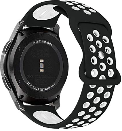 MroTech Correa Compatible Samsung Gear S3 Frontier/Classic/Galaxy Watch 3 45mm/Galaxy Watch 46mm Pulsera de Repuesto para Huawei Watch 3/3 Pro/GT/GT 2 46 mm/GT 2e/GT2 Banda Silicona 22mm-Negro/Blanco