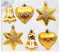 MAGIC 6 STK. Weihnachtskugeln Kunststoff 9cm Formen-Sortiment Glocke Herz und Stern Christbaumschmuck Weihnachtsdeko Weihnachtsschmuck (Gold - Mix)