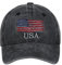 haozaikeji Unisex Distressed Baseball Cap Vintage Trucker Hat Snapback Summer USA Flag Embroidered Sun Hat Mens Women for Driving Sport Hiking Black