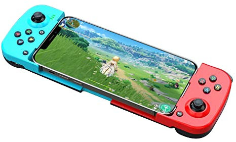 Contrôleur de Jeu Sans Fil pour IOS/Android/pour PS4/pour Switch PC, Manette de Jeu Bluetooth Mobile MFi, Contrôleur de Jeu de Type C (Rouge Bleu)