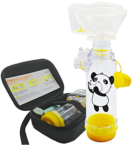 Cámara de inhalación con máscara, incluye estuche de transporte, espaciador de inhalador Aerochamber con máscara compatible con estuche de viaje (para niños)
