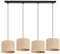 Light-Home Juta Hängelampe - Deckenlampe - Pendelleuchte aus Metall mit Lampenschirm aus Stoff - E27 - Klassisch 4-Flammig 20 cm - Schwarz Untersatz - Jute