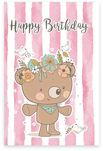 Handarbeit - Lieblingsladen 1 Premium Geburtstagskarte Happy Birthday 18x12cm mit weißem Umschlag, Tiermotiv Hase Karte zum Geburtstag Glückwunschkarte Alles Gute Happy-Birthday-Karte