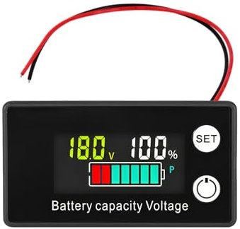 Vesaneae Testeur de Piles, DC 12V 24V 36V 48V 72V Compteur Batterie Alarme Température, Testeur de Batterie, Jauge de Carburant de Batterie au Plomb, Moniteur D'indicateur de Batterie au Lithiumion