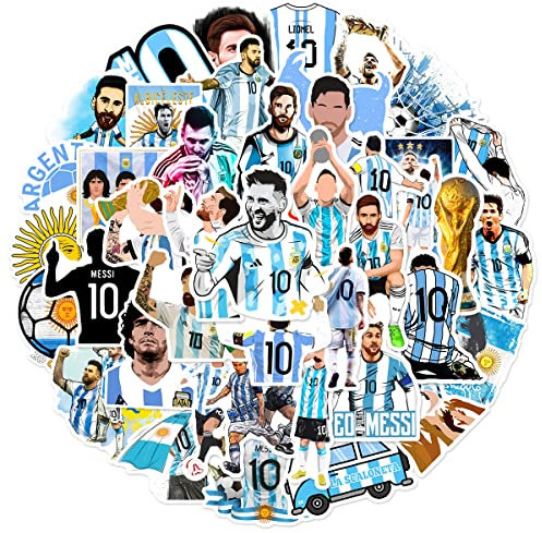 Messi Aufkleber Fußballspieler Sticker Set 50 Stücke Niedlich Deko für Auto Laptop Skateboard Fahrrad Moped Motorrad Fahrrad Computer,Geeignet für Erwachsene Kinder