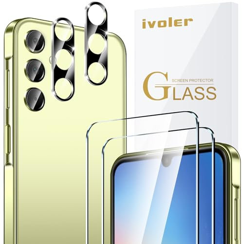 ivoler 2+2 Stück Schutz Glas für Samsung Galaxy A35 5G, 2 Stücke Schutzfolie Mit 2 Stück Kameraschutz, 9H Härte, HD Klar, Anti-Kratz, Anti-Bläschen