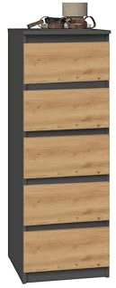 Oggi Lugo 5-Schubladen-Kommode in Anthrazit mit Eichen-Artisan-Finish