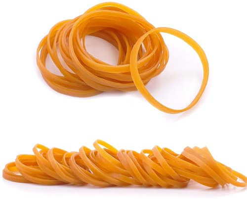 Elastic Bands Heavy Duty 100Pcs Thick rubber bands 60x5mm Natural Strong Money Elastic Bands Wide Rubber Band Stationary Stretchable Bands for Home School Office Workshop Accessories,Yellow